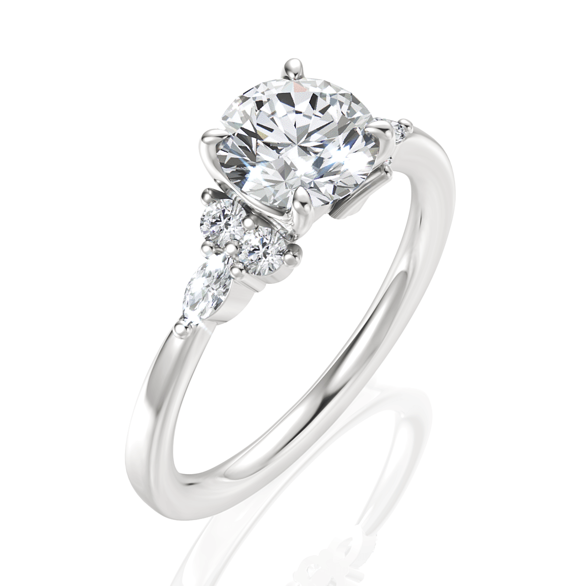 14kt White Gold/18kt White Gold/Platinum/round/perspective