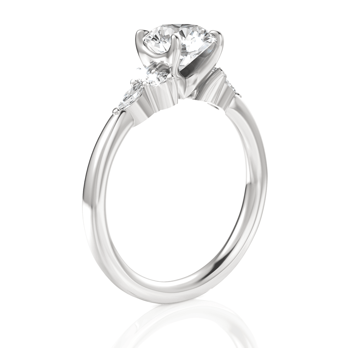 14kt White Gold/18kt White Gold/Platinum/round/front