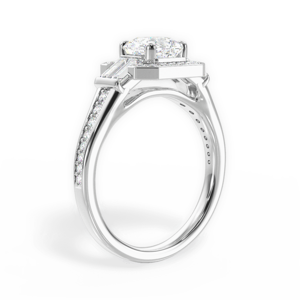 14kt White Gold/18kt White Gold/Platinum/asscher/front