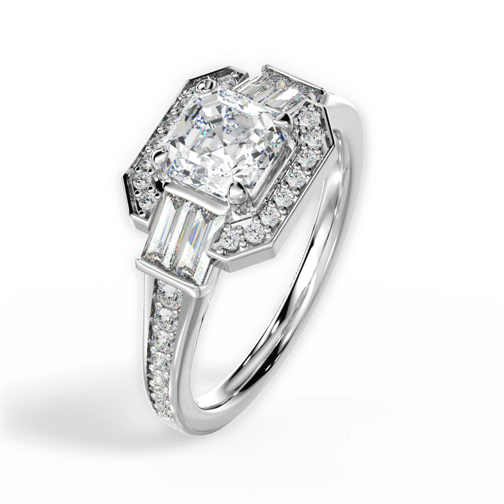 14kt White Gold/18kt White Gold/Platinum/asscher/side