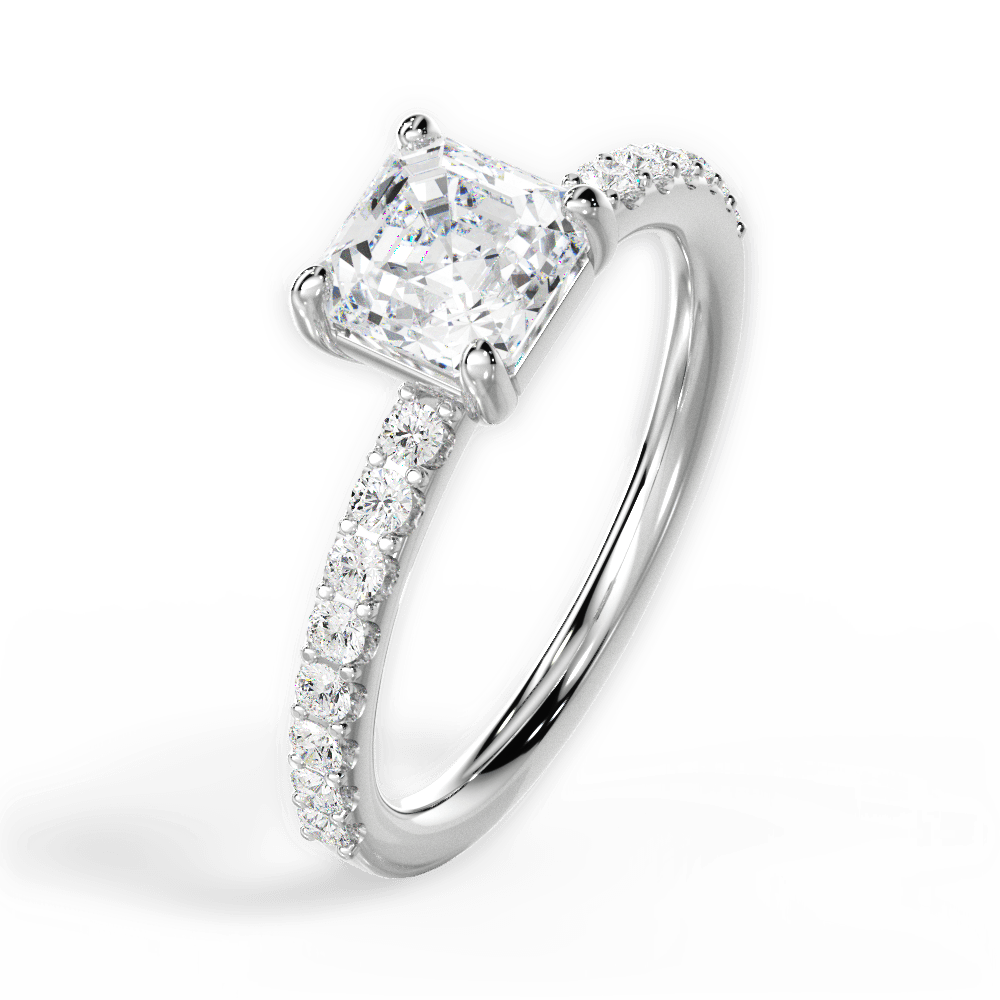 14kt White Gold/18kt White Gold/Platinum/asscher/side