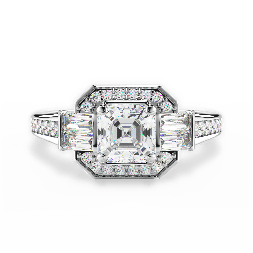 14kt White Gold/18kt White Gold/Platinum/asscher/top