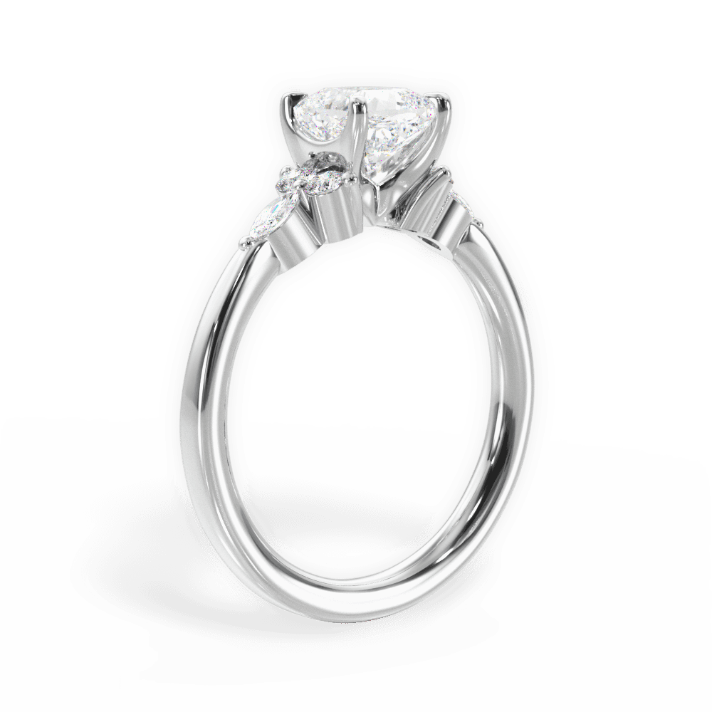 14kt White Gold/18kt White Gold/Platinum/cushion/front