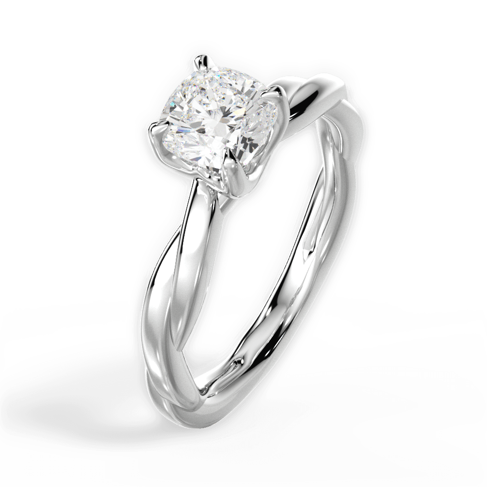 14kt White Gold/18kt White Gold/Platinum/cushion/front