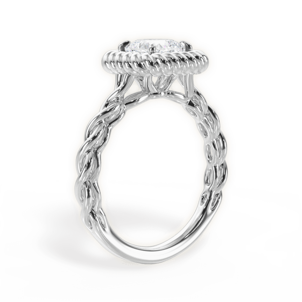 14kt White Gold/18kt White Gold/Platinum/cushion/front