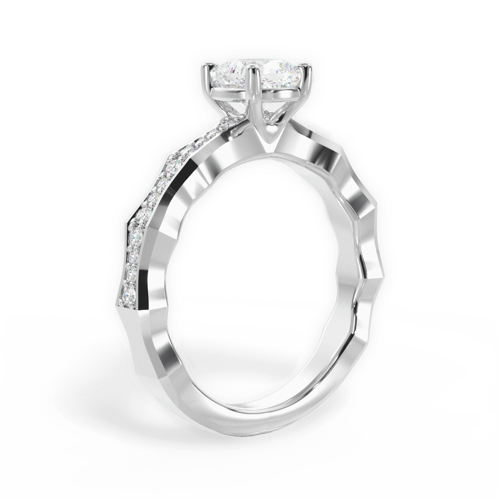 14kt White Gold/18kt White Gold/Platinum/cushion/front