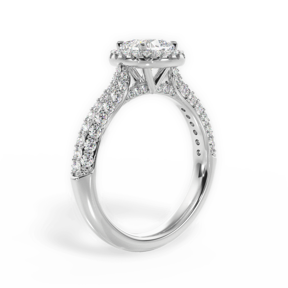 14kt White Gold/18kt White Gold/Platinum/cushion/front