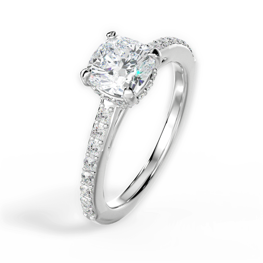 14kt White Gold/18kt White Gold/Platinum/cushion/perspective