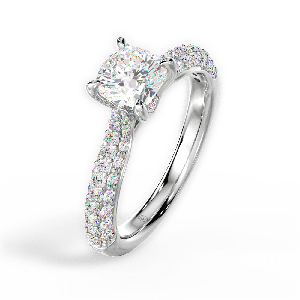 14kt White Gold/18kt White Gold/Platinum/cushion/perspective