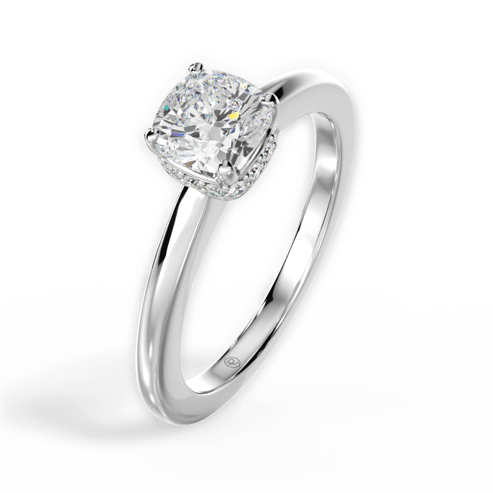 14kt White Gold/18kt White Gold/Platinum/cushion/perspective