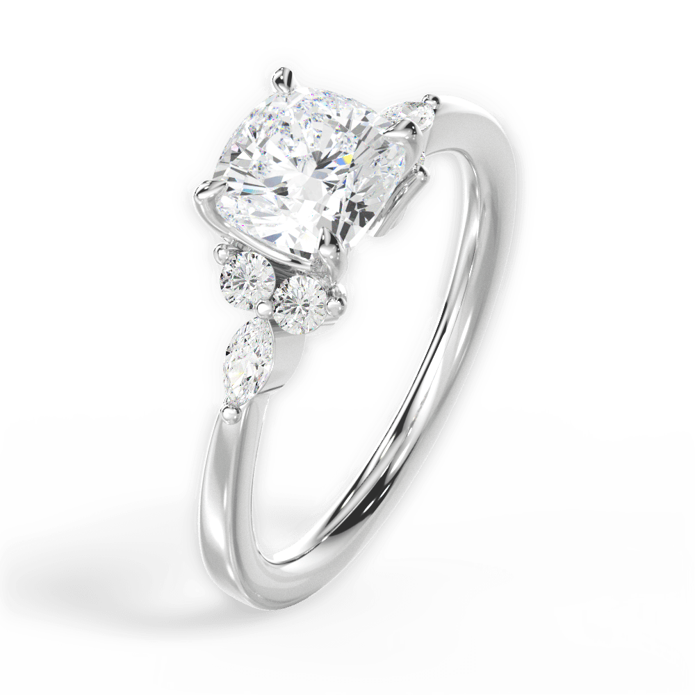 14kt White Gold/18kt White Gold/Platinum/cushion/perspective