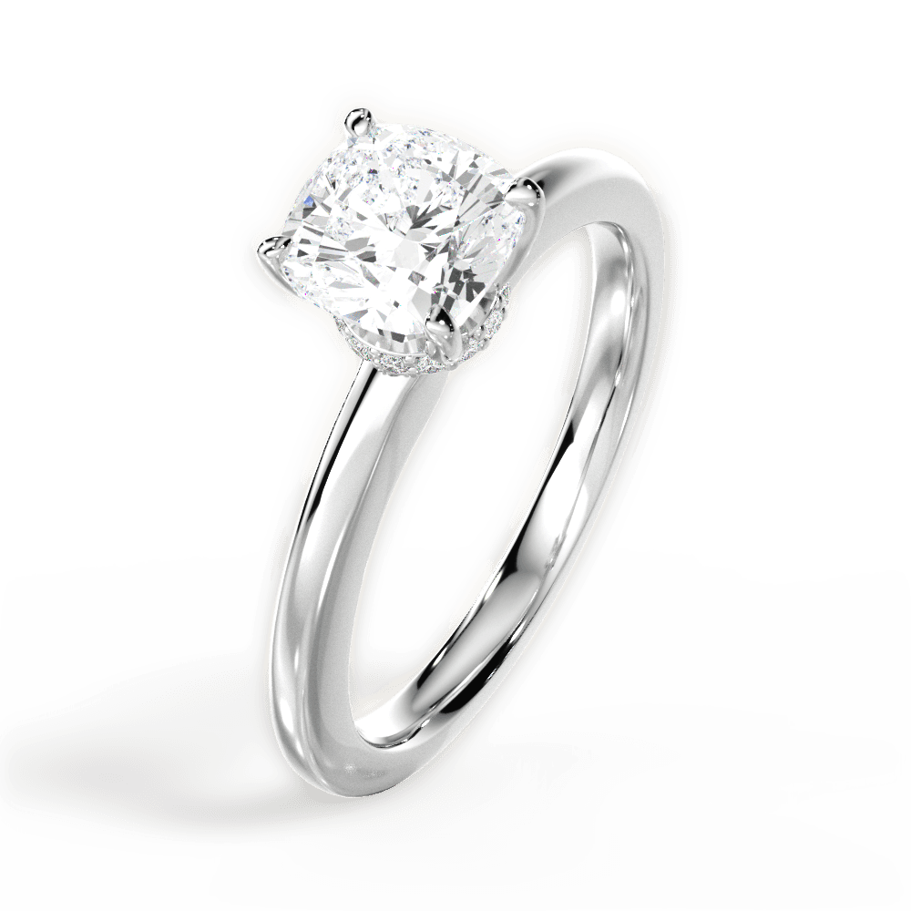 14kt White Gold/18kt White Gold/Platinum/cushion/side