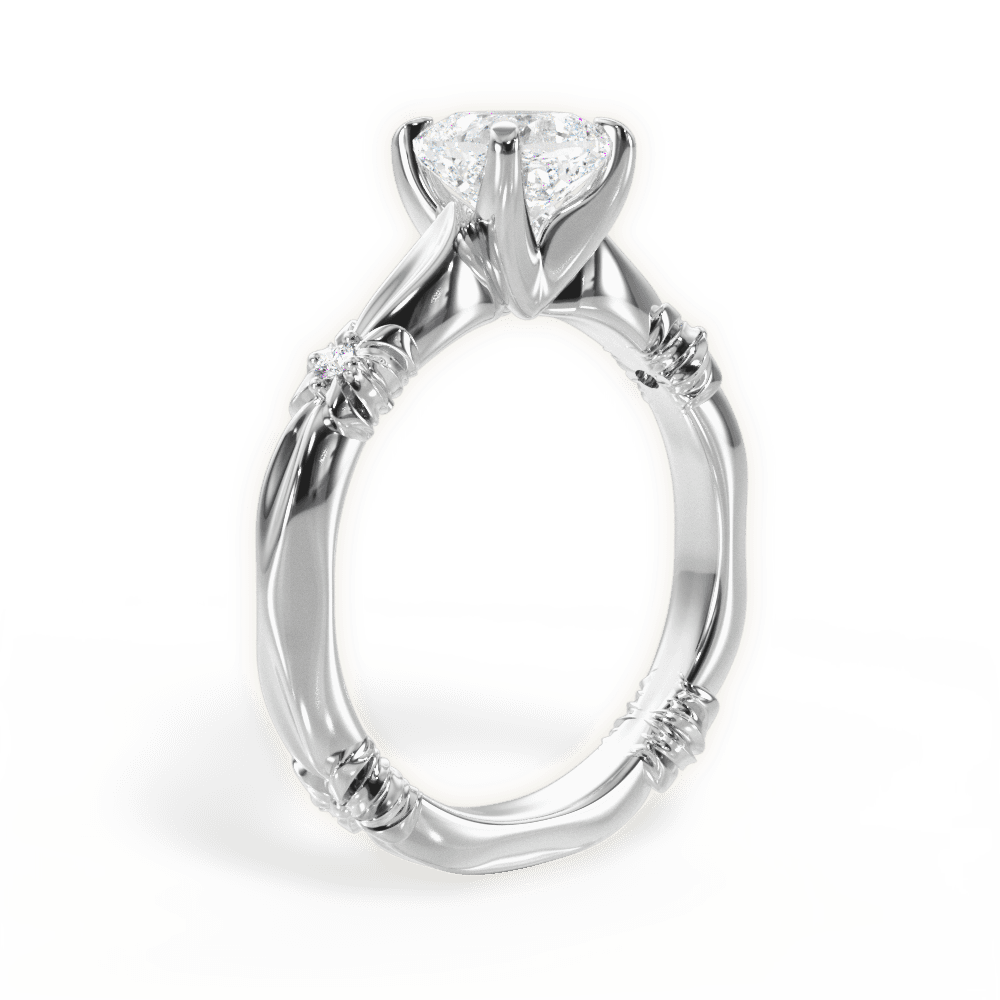 14kt White Gold/18kt White Gold/Platinum/cushion/side