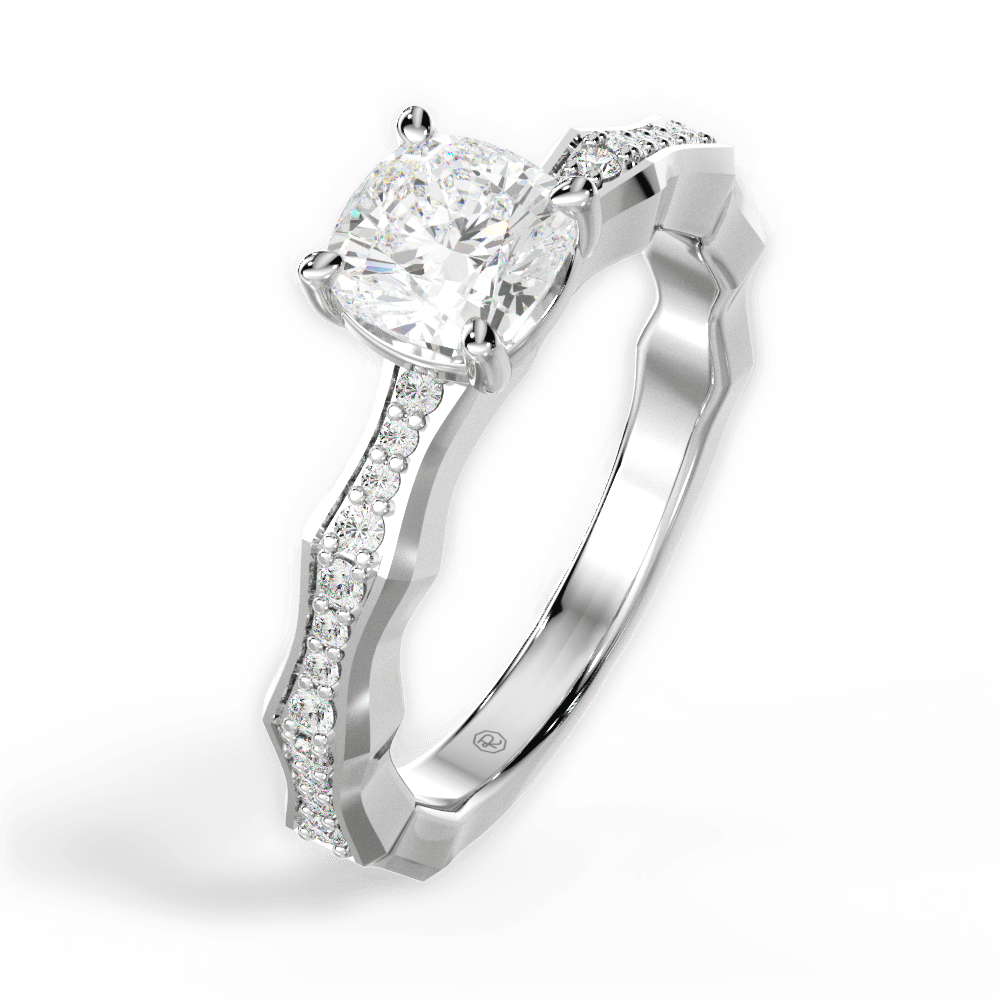 14kt White Gold/18kt White Gold/Platinum/cushion/side