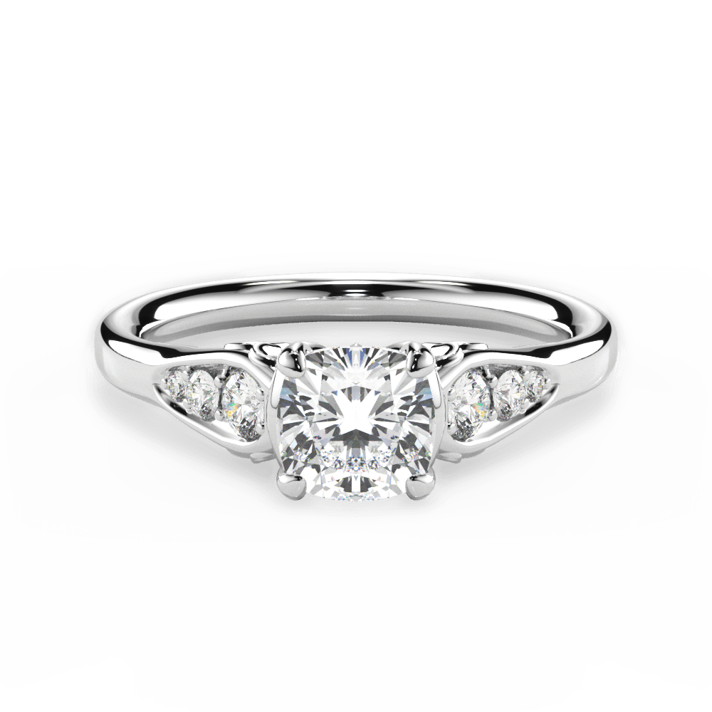 14kt White Gold/18kt White Gold/Platinum/cushion/top