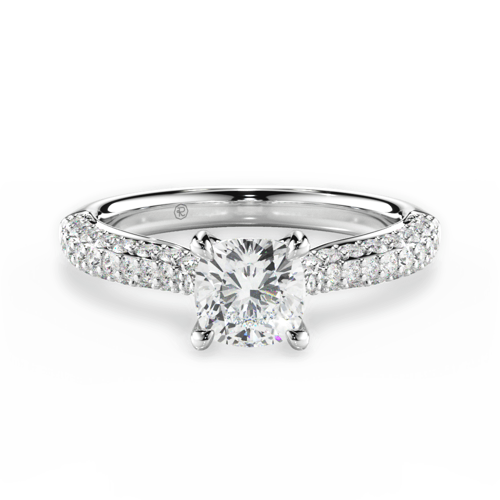 14kt White Gold/18kt White Gold/Platinum/cushion/top