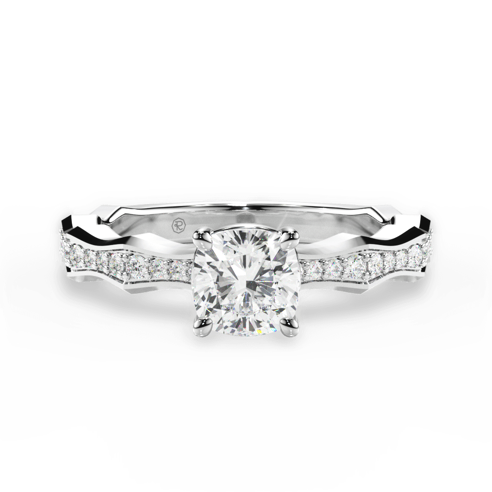 14kt White Gold/18kt White Gold/Platinum/cushion/top