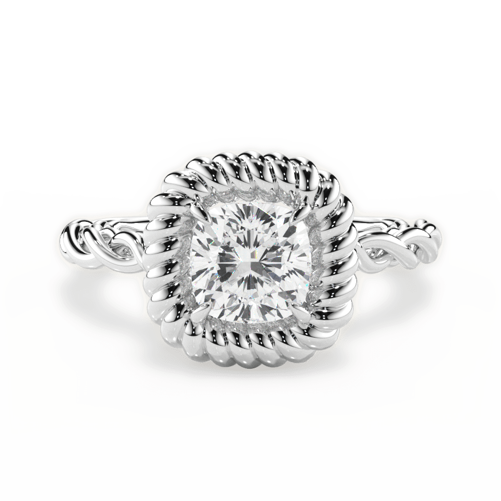 14kt White Gold/18kt White Gold/Platinum/cushion/top