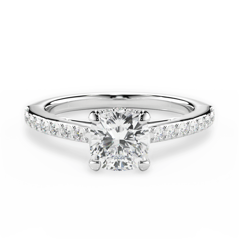 14kt White Gold/18kt White Gold/Platinum/cushion/top