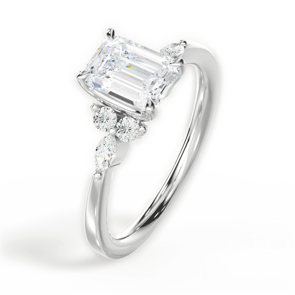 14kt White Gold/18kt White Gold/Platinum/emerald/perspective