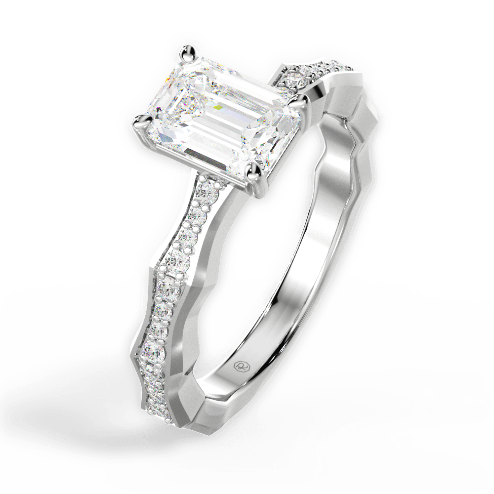14kt White Gold/18kt White Gold/Platinum/emerald/perspective