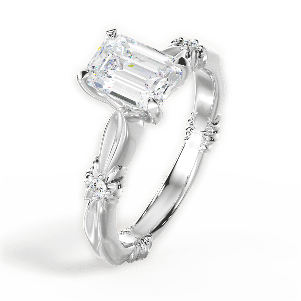 14kt White Gold/18kt White Gold/Platinum/emerald/side