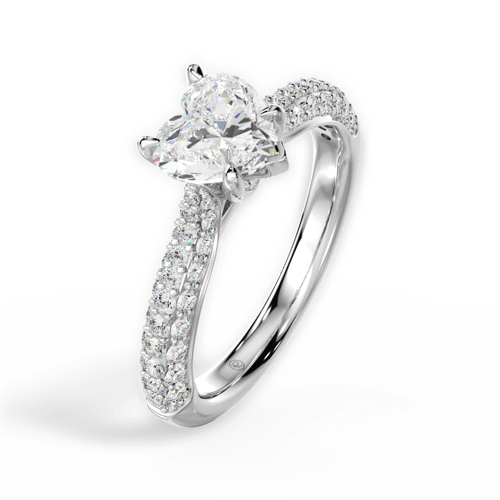 14kt White Gold/18kt White Gold/Platinum/heart/perspective