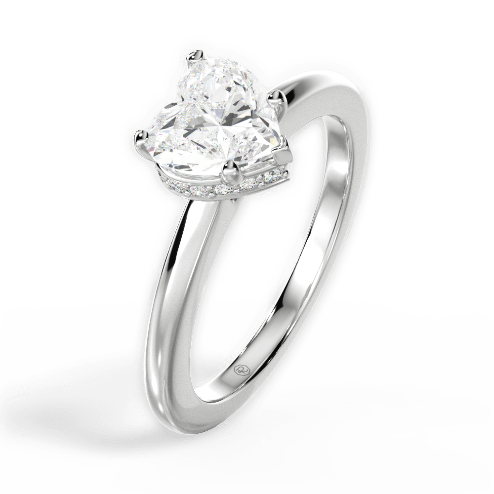 14kt White Gold/18kt White Gold/Platinum/heart/perspective