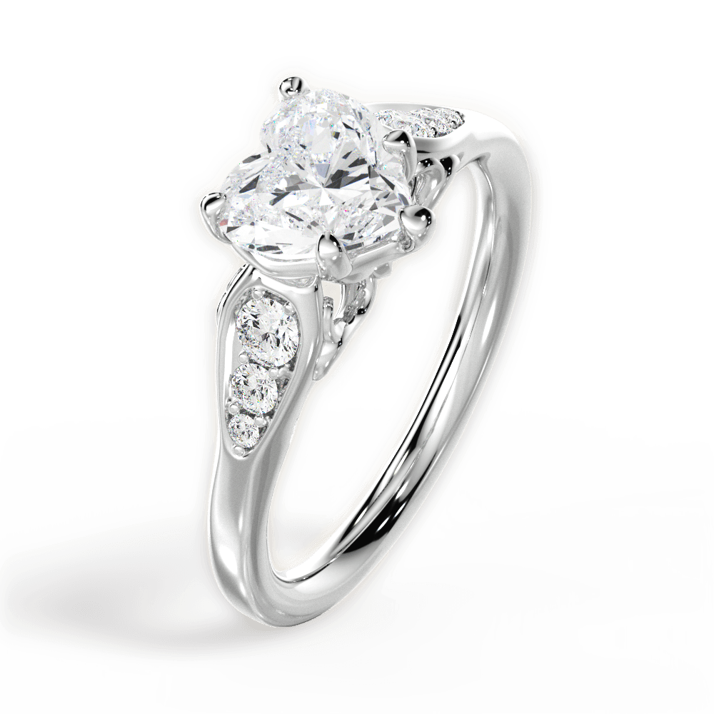 14kt White Gold/18kt White Gold/Platinum/heart/perspective