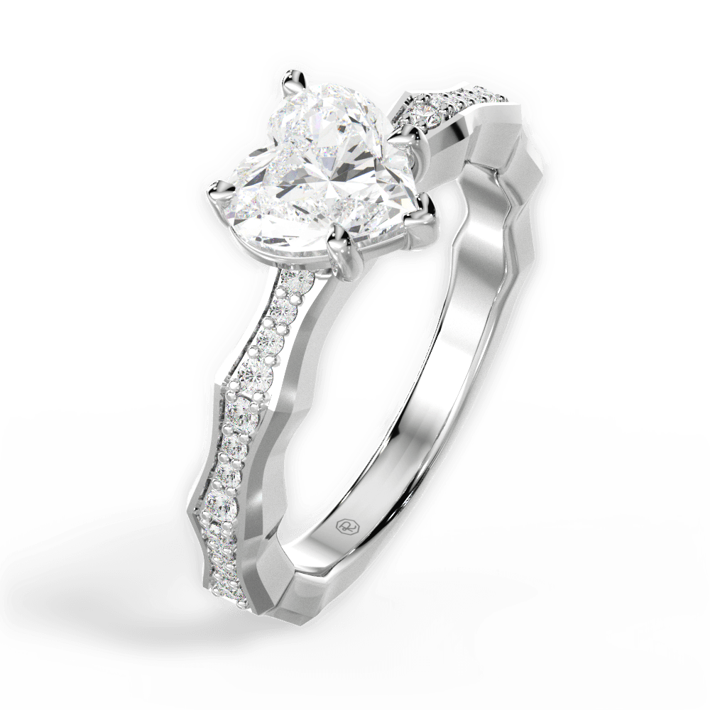 14kt White Gold/18kt White Gold/Platinum/heart/perspective