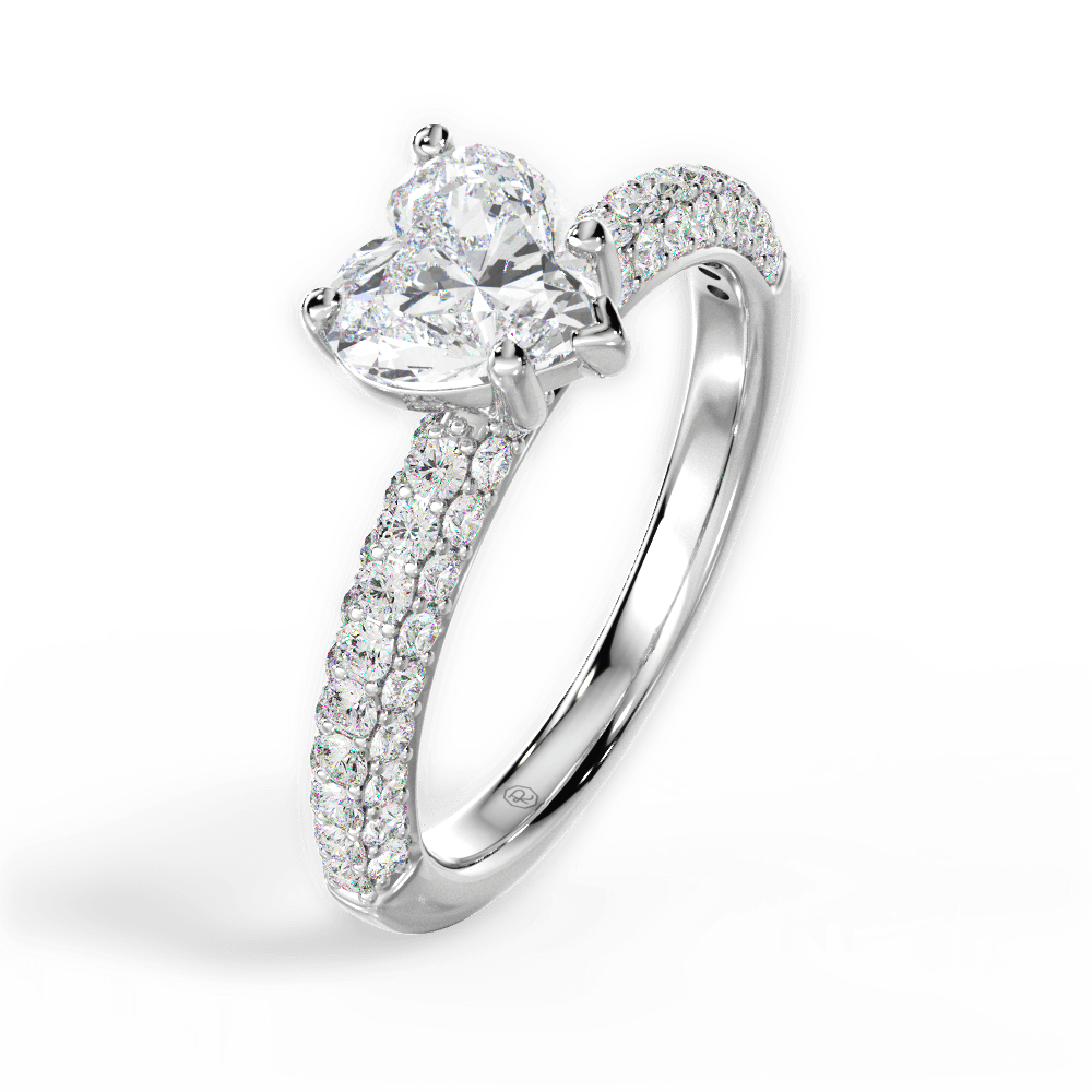 14kt White Gold/18kt White Gold/Platinum/heart/perspective