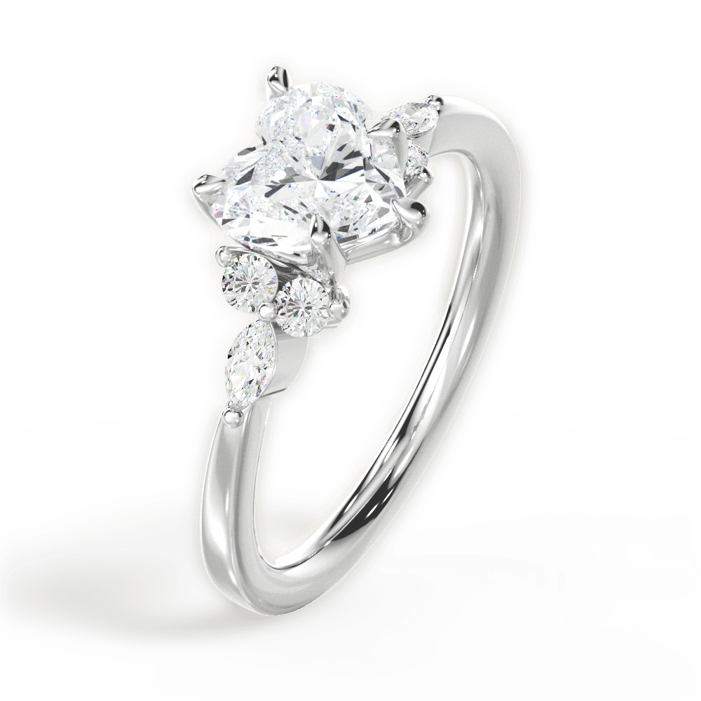 14kt White Gold/18kt White Gold/Platinum/heart/perspective