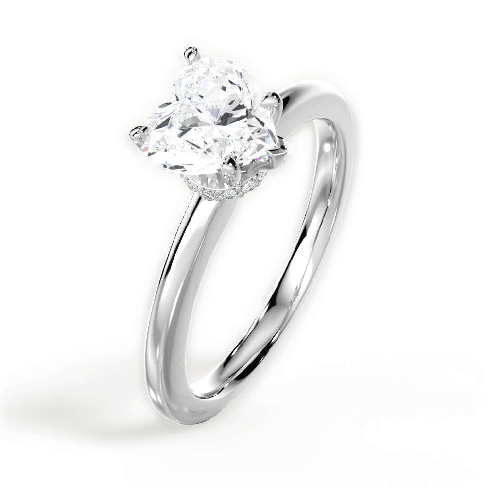 14kt White Gold/18kt White Gold/Platinum/heart/side