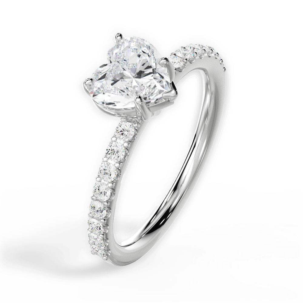 14kt White Gold/18kt White Gold/Platinum/heart/side