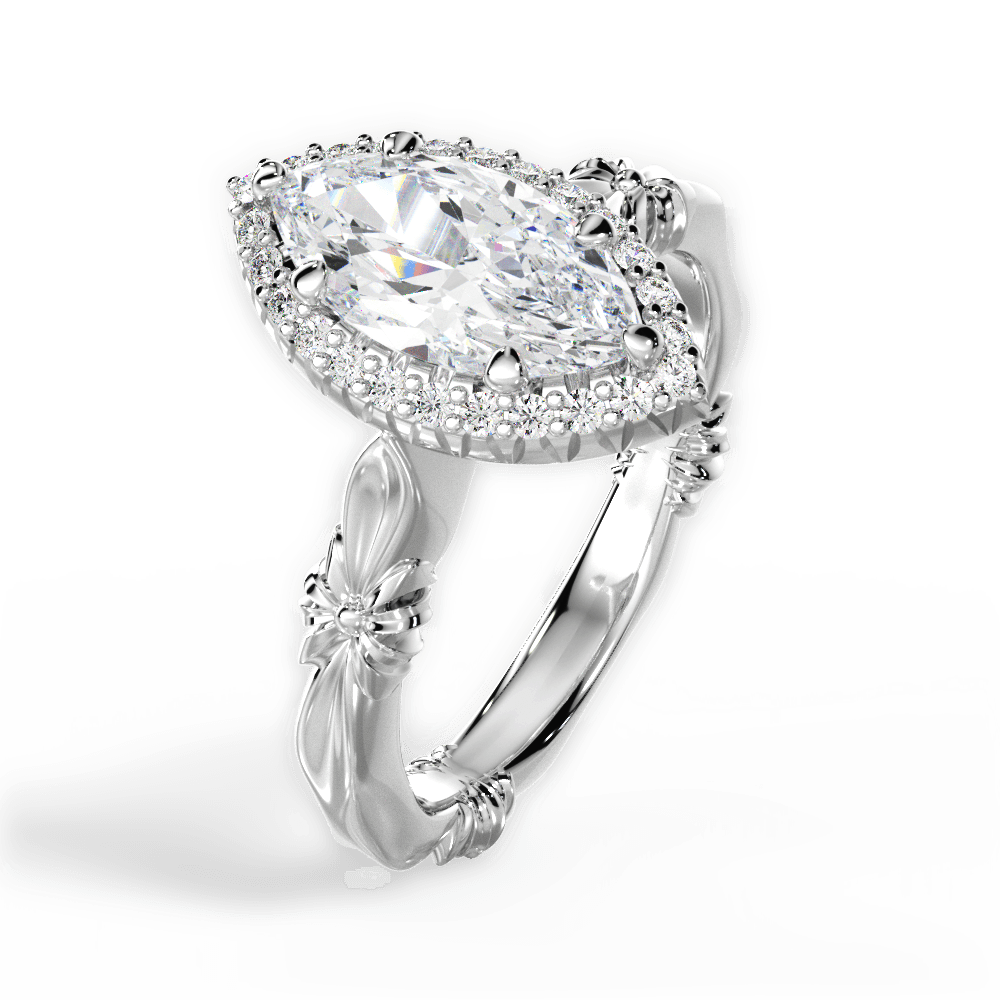 14kt White Gold/18kt White Gold/Platinum/marquise/side