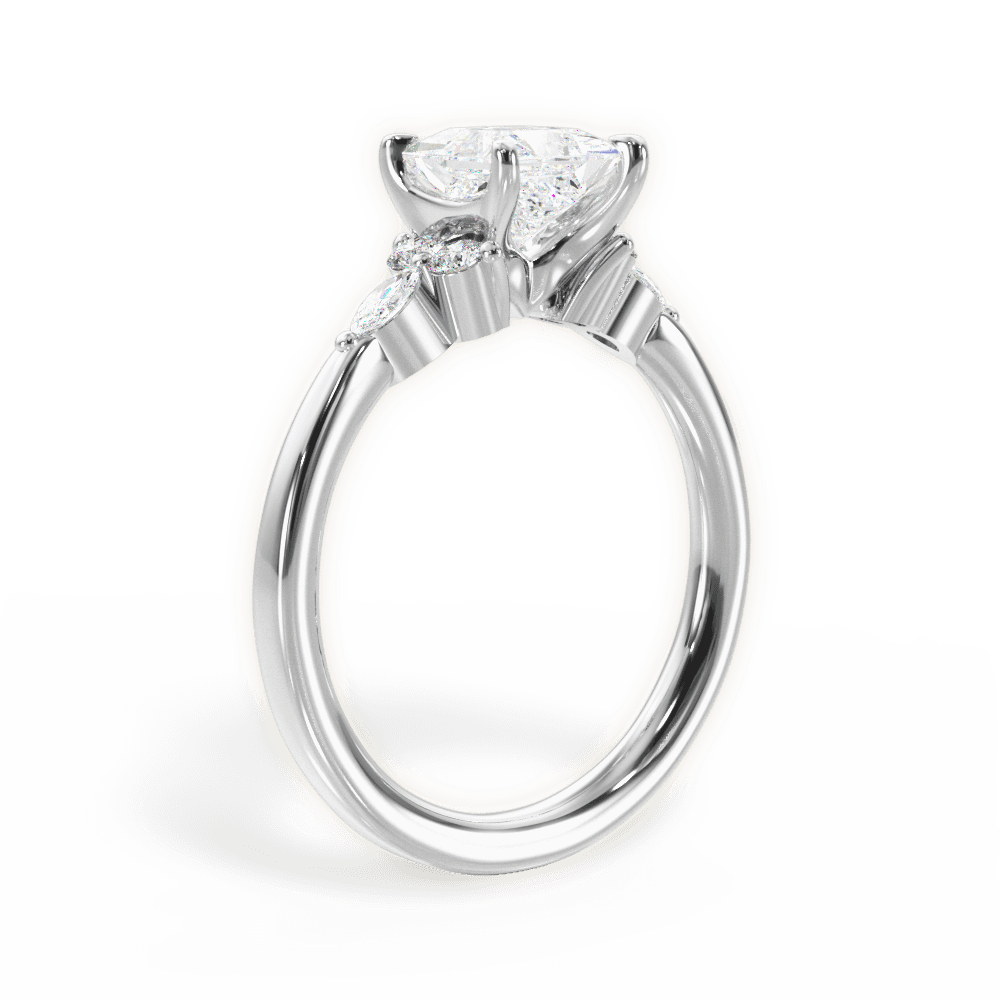 14kt White Gold/18kt White Gold/Platinum/princess/front