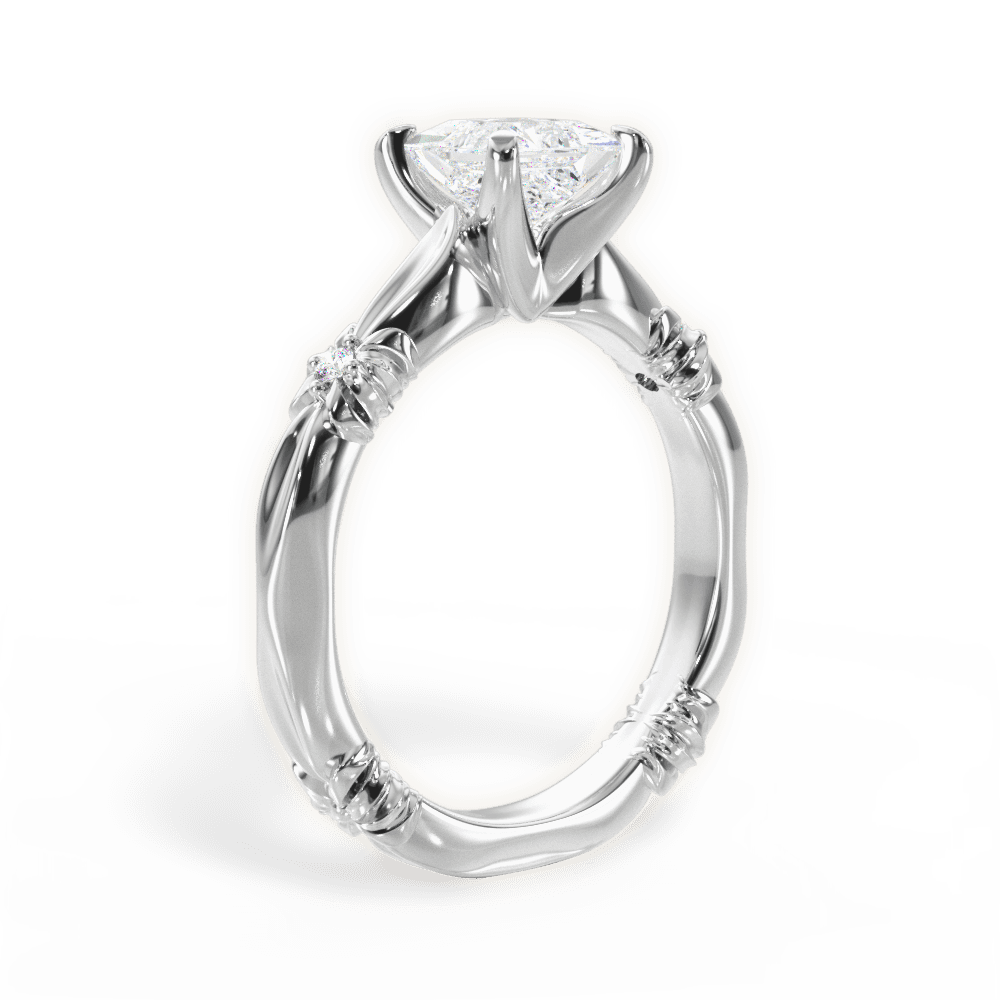 14kt White Gold/18kt White Gold/Platinum/princess/front