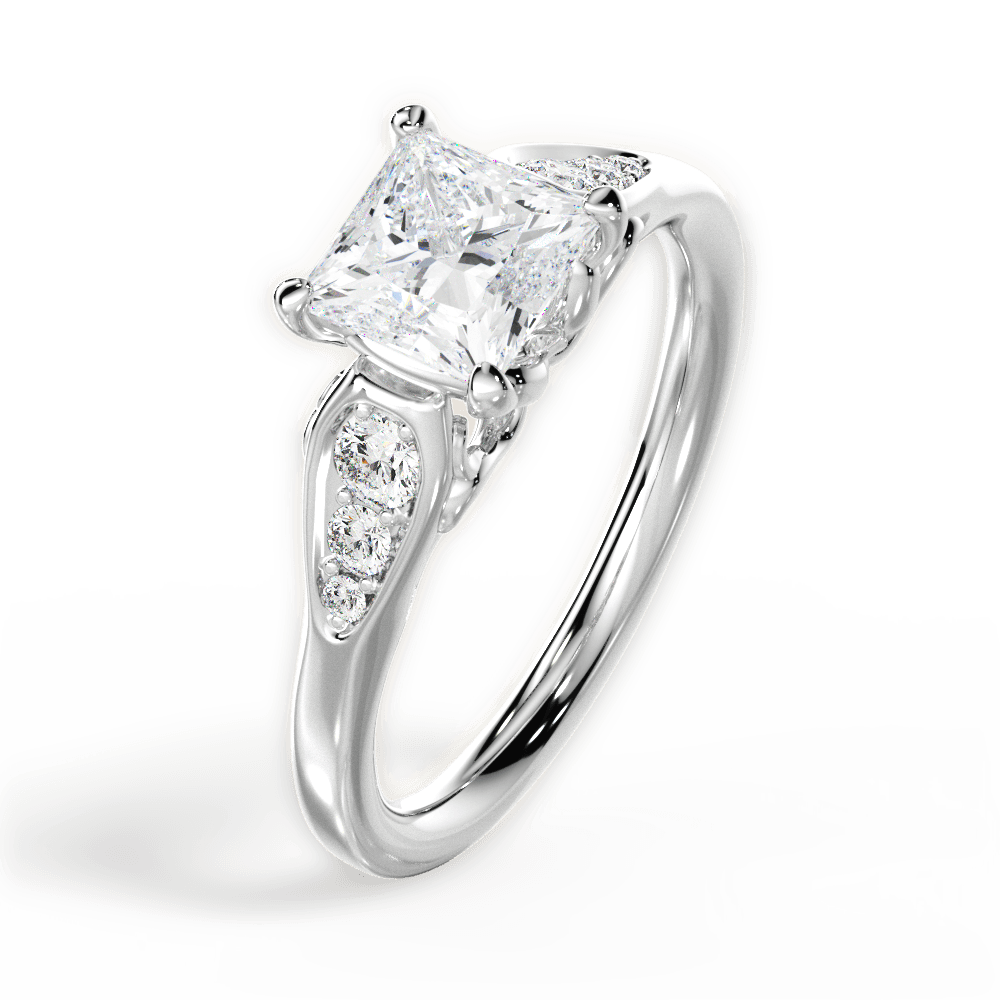 14kt White Gold/18kt White Gold/Platinum/princess/perspective