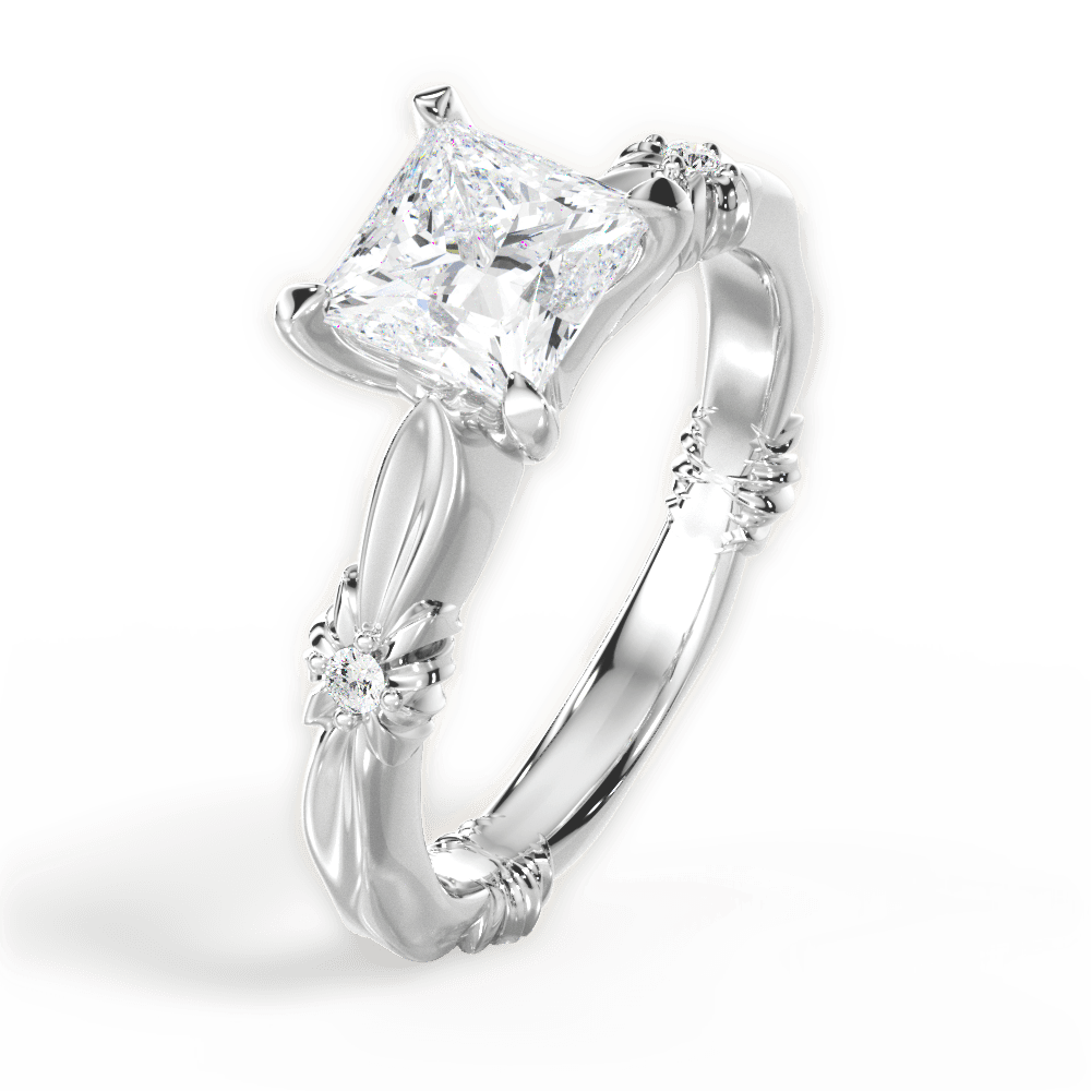 14kt White Gold/18kt White Gold/Platinum/princess/perspective