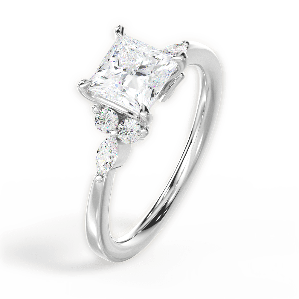 14kt White Gold/18kt White Gold/Platinum/princess/perspective