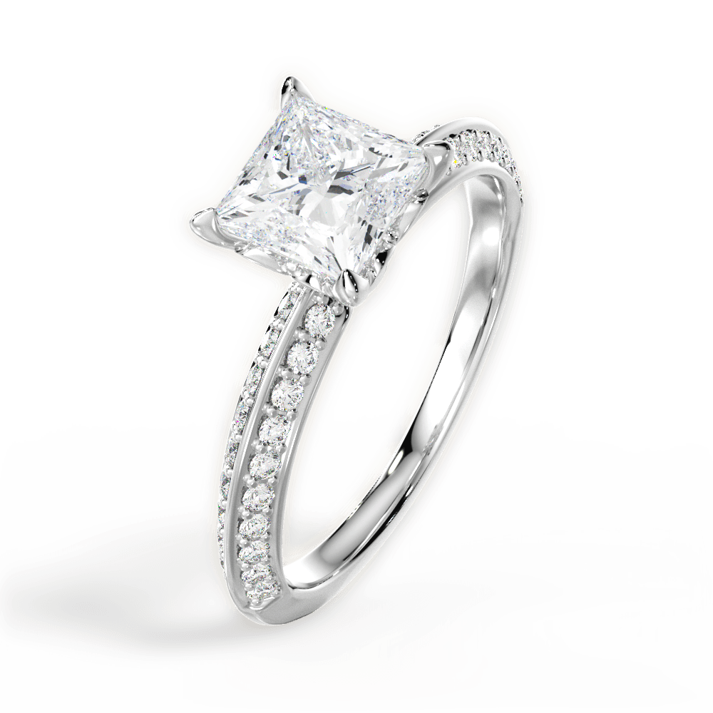 14kt White Gold/18kt White Gold/Platinum/princess/perspective