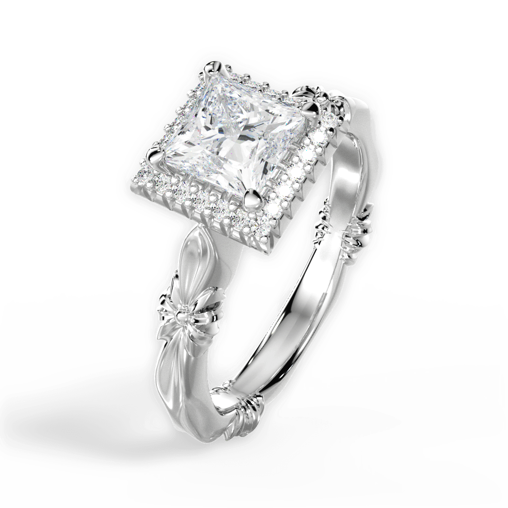 14kt White Gold/18kt White Gold/Platinum/princess/side