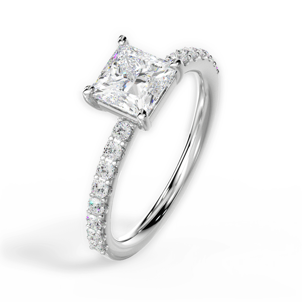 14kt White Gold/18kt White Gold/Platinum/princess/side