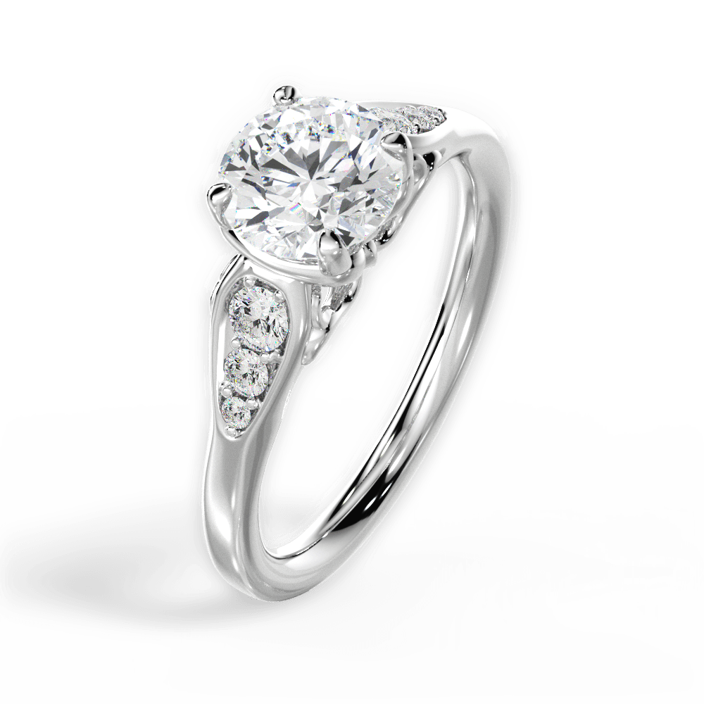 14kt White Gold/18kt White Gold/Platinum/round/perspective