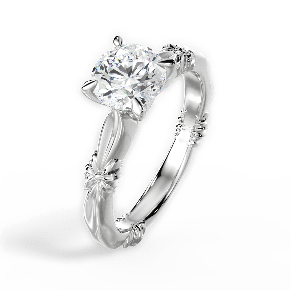 14kt White Gold/18kt White Gold/Platinum/round/perspective