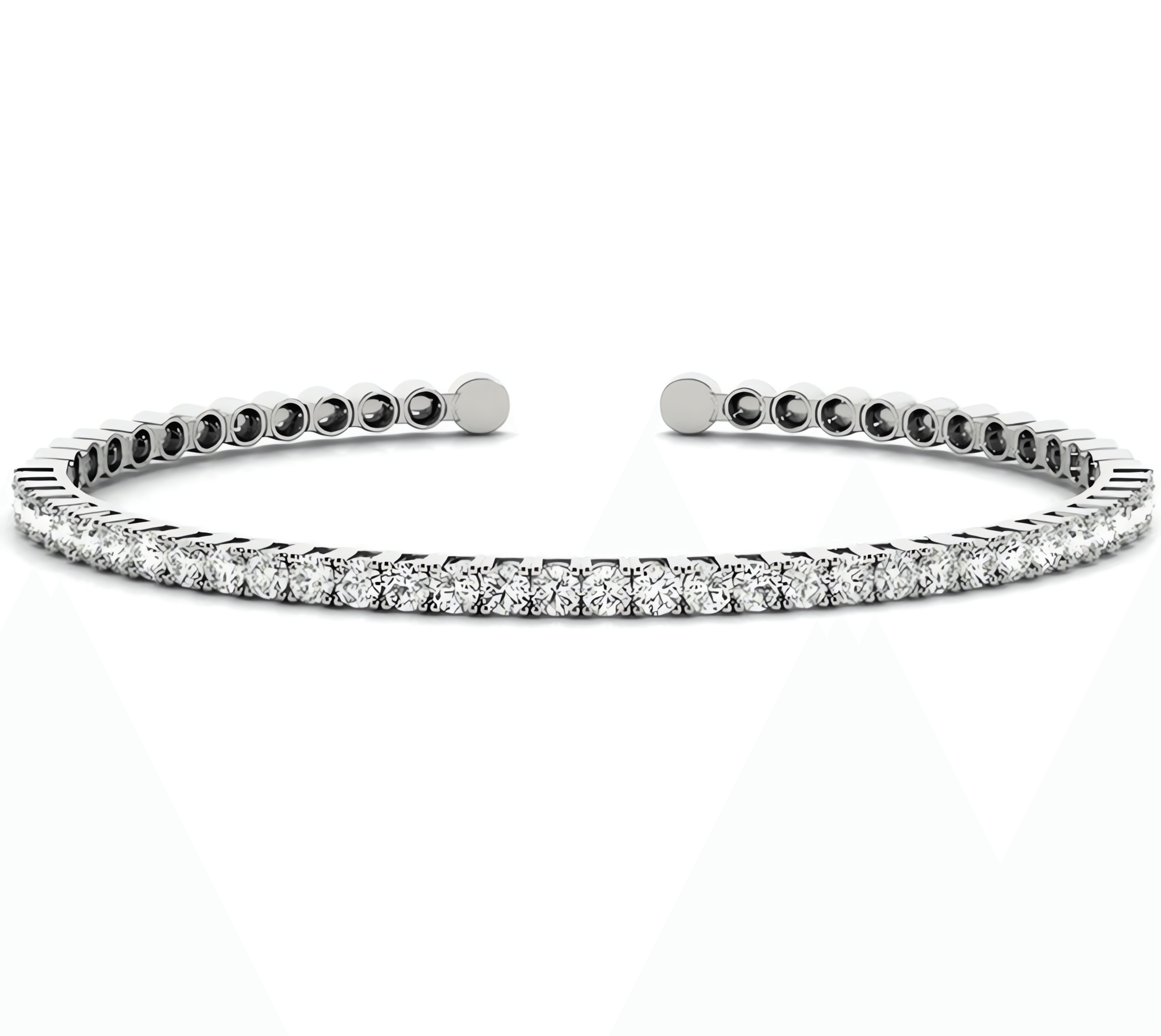 14kt White Gold 1.00 2.00 CTW Open Cuff Diamond Bangle Bracelet