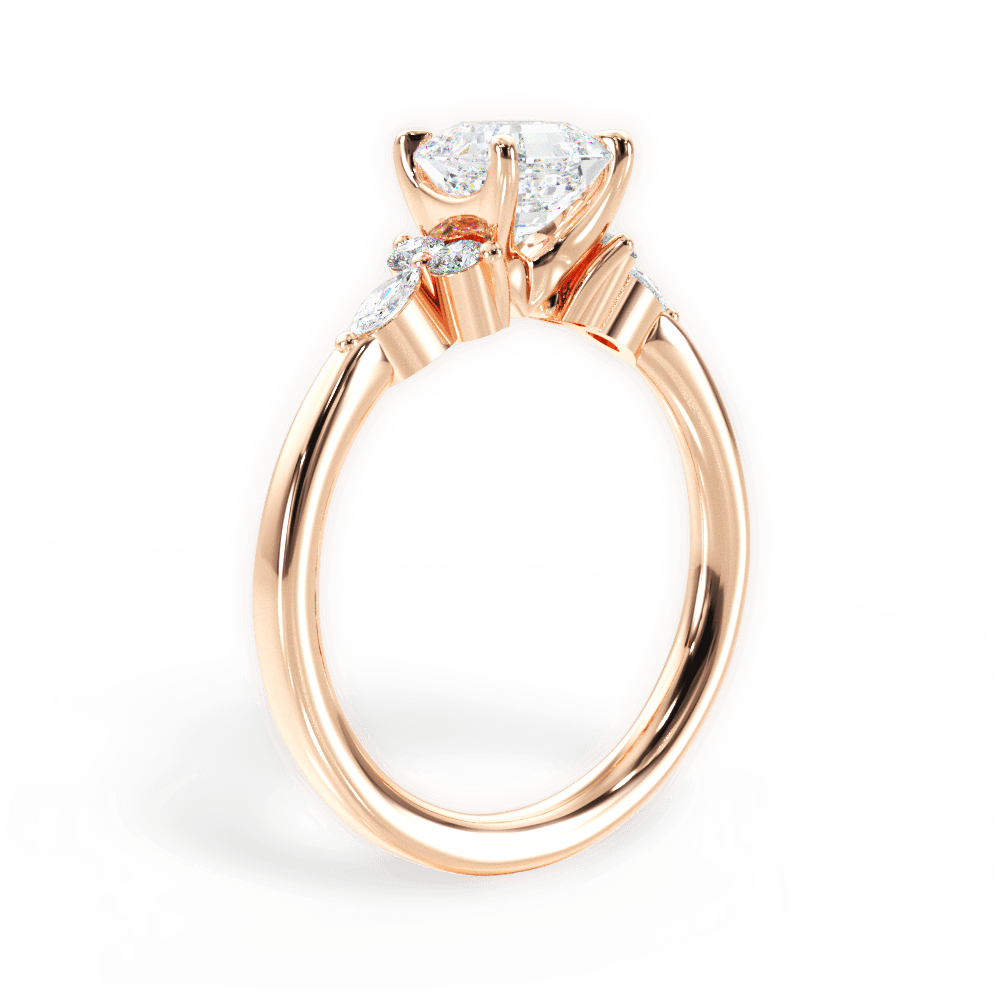 14kt Rose Gold/18kt Rose Gold/asscher/front
