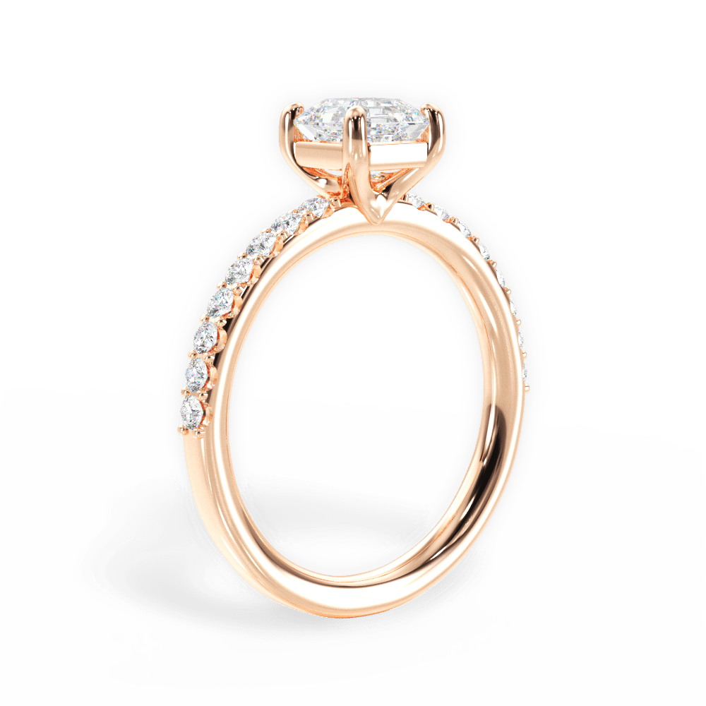 14kt Rose Gold/18kt Rose Gold/asscher/front