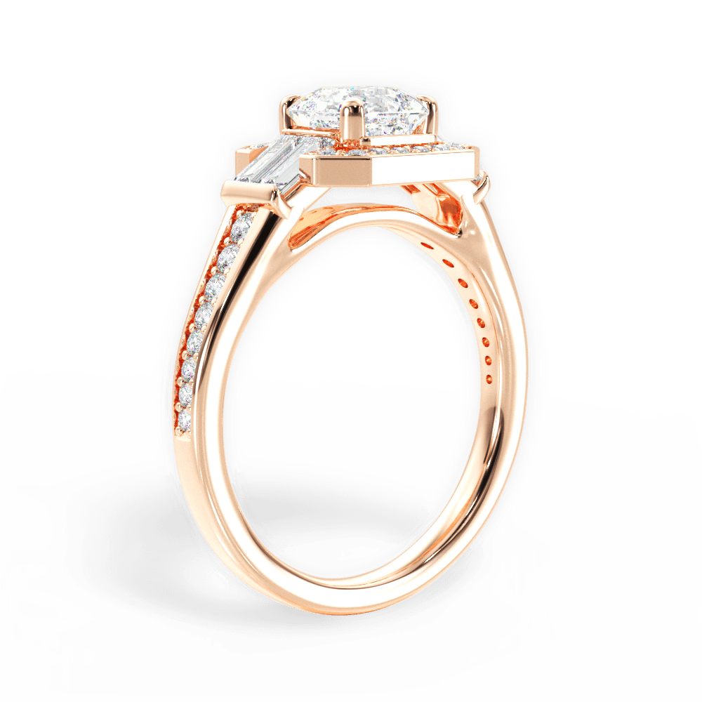 14kt Rose Gold/18kt Rose Gold/asscher/front