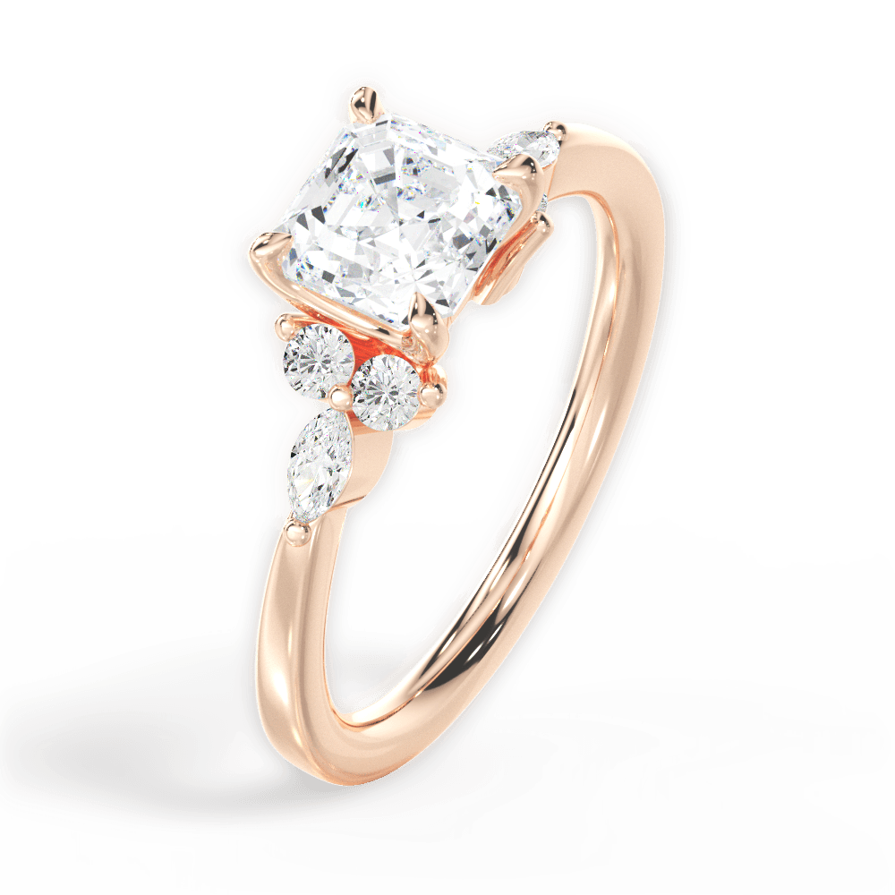 14kt Rose Gold/18kt Rose Gold/asscher/perspective